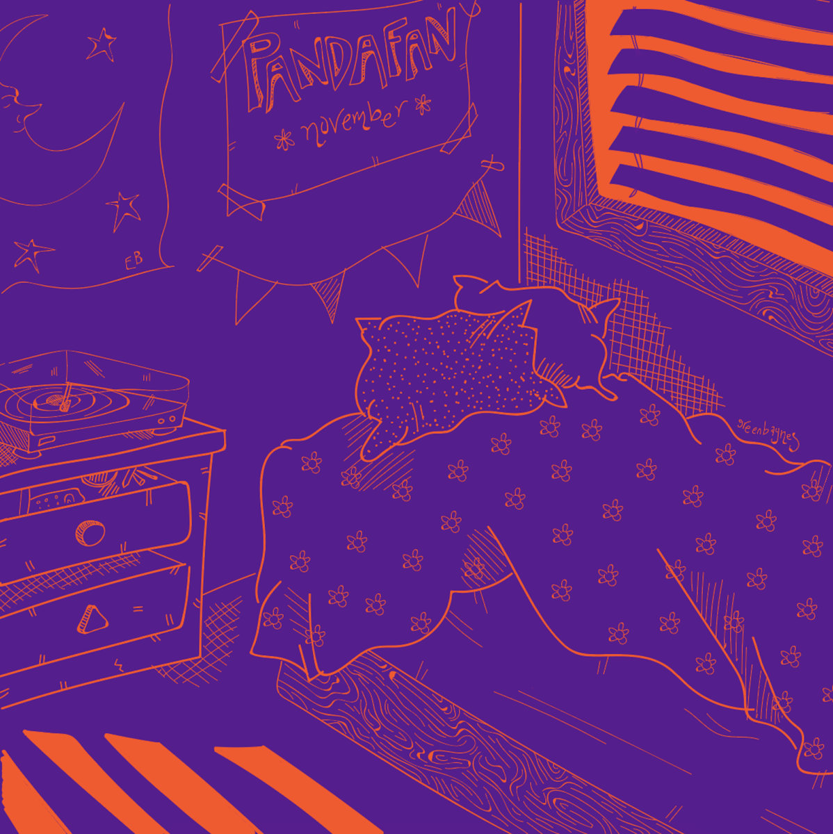 Purple and orange artwork for Pandafan's single, "November."