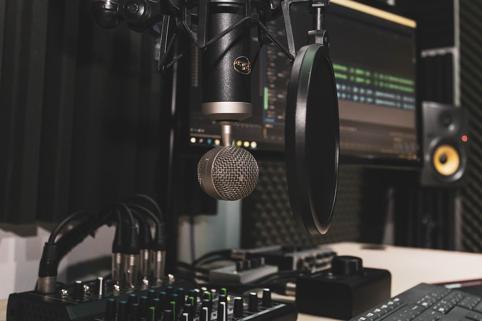 Microphone in studio setup